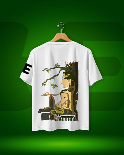 Men's White Aghori Peaceout Printed Oversized T-shirt