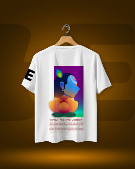 Men's White Vishnu Printed Oversized T-shirt