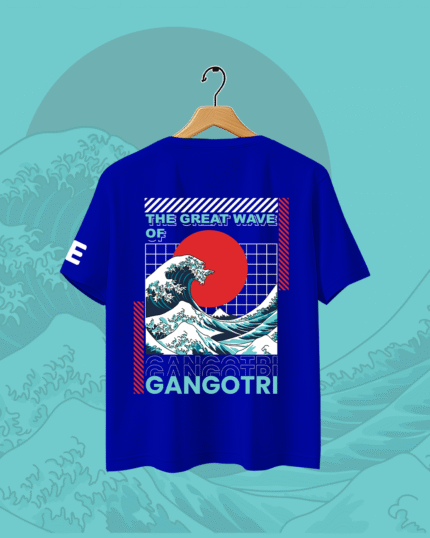 Men's Blue Gangogtri Printed Oversized T-shirt